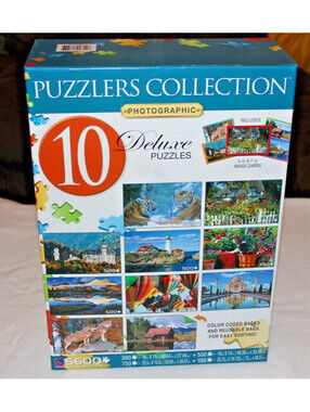 Sure-Lox Puzzlers Collection 10 Deluxe Photographic Jigsaw Puzzles 5600 Pc NEW S
